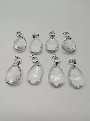 Lot Of 8 Chandelier Faceted Crystal Prisms Tear Drop And Octagon 2.75   Vintage • $14.99