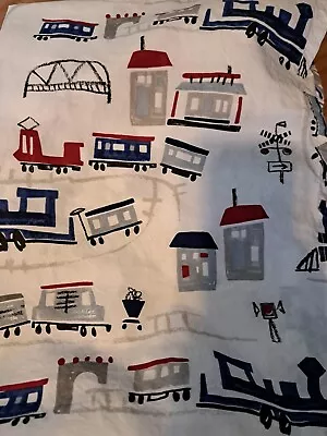 Pottery Barn Kids Trains Flat Sheet 100% Organic Cotton Toddler Bed 45x65 • $19.99