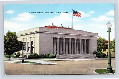 US Post Office Cadillac Michigan Linen Postcard Unposted EC Kropp • $9.99