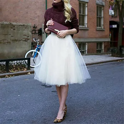 £15.59 • Buy Wedding 5 Layers Long Tulle Tutu Skirt Petticoat Prom Party Ball Gown Lady Girl