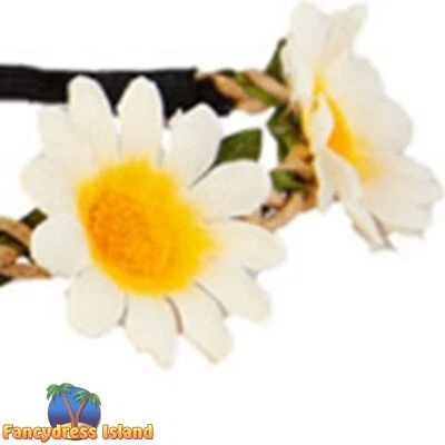 £3.09 • Buy Wicked White Daisy Headband 60's 1960s Flower Adults Fancy Dress
