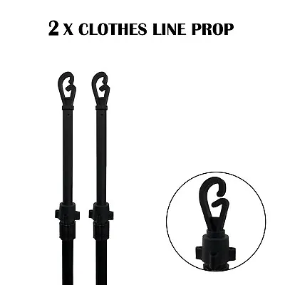 2 X Extendable Prop Line Heavy Duty Clothes Washing Pole 2M Outdoor Support Over • £8.94