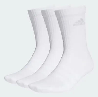 “New W Tag  3 Pairs ADIDAS White Cushioned Light Logo Crew Socks • $29.99