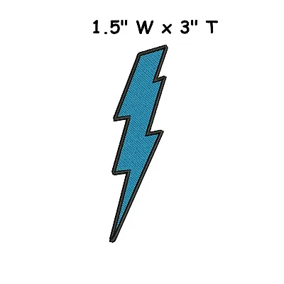 Blue Lightning Bolt Patch Electric Zap Applique Flash Bolt Strike Speed • $4.50