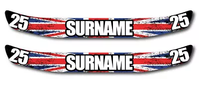  2 X Custom Name Number British Flag Helmet Visor Sunstrip Sticker Decal - 300mm • £10