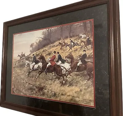 Vintage English Fox Hound Hunt  Framed & Matted Print  • $250