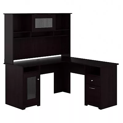 Bush Furniture Cabot L Shaped Desk W/ Hutch Espresso Oak CAB001EPO • $560.35