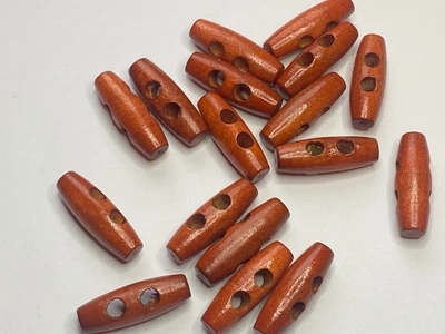 £4.49 • Buy 25x30mm Brown Wooden Toggle Buttons 2 Holes Sewing Knitwear Duffle Coat Craft