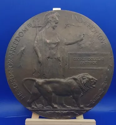 £150 • Buy WW1 Memorial Death Plaque. George Douglas Pattrick. 1914-1918. First World War. 