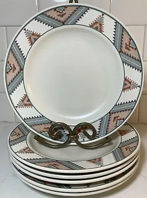 Set Of 6 Mikasa Intaglio Santa Fe 8-1/4  Salad Plates Southwestern CAC24 • $39.99