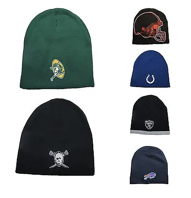 NFL Team Logo Winter Beanie Hats 100% Acrylic Winter Knit Caps (PICK ONE) • $14.98