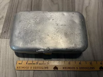 Vintage Aluminum Fishing TackleBox Etched Engraved Hong Kong Double Side W/Trays • $7