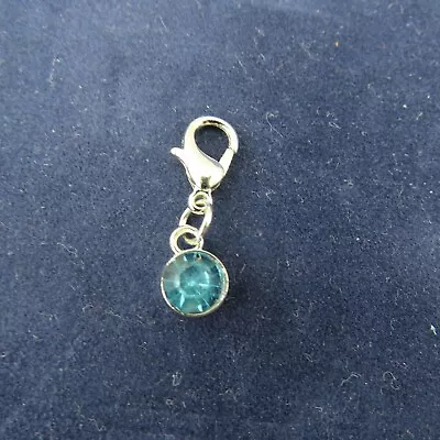 MARCH Birthstone Crystal Charm Zipper Pull Keychain Add On Clip Silver Tone New • $5.88