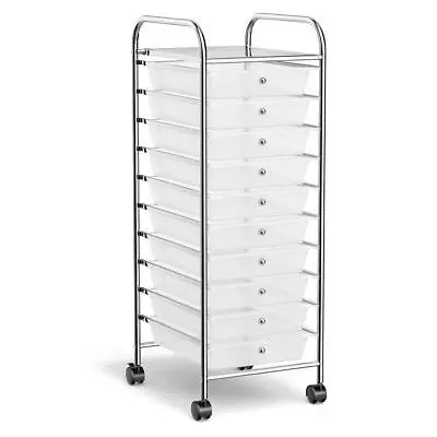 Bunpeony Rolling Storage Cart 13 X15 X34  10-Tier Metal Frame W/ Plastic Drawers • $76.73