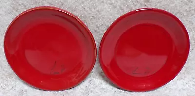 2 Signed Mamma Ro Vintage Red Salad Plates 8-1/4  Made In Italy Fine Dishware • $24