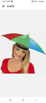 Multi-coloured Umbrella Hat - Fancy Dress Smiffys For Kids Or Adults One Size • £4.99