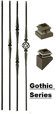 Iron Balusters Iron Spindles Metal Stair Parts Hollow Gothic Satin Black • $7