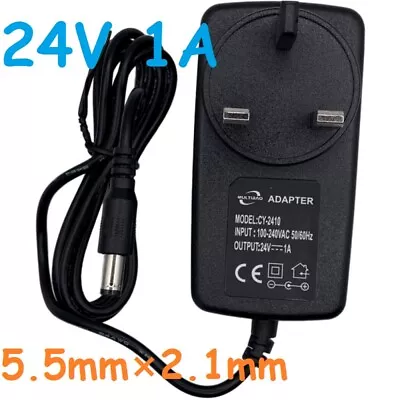 24V 1A  AC/DC Power Supply Adapter UK Plug Converter Charger 5.5×2.1mm LED CCTV • £6.99