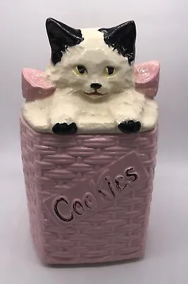 Vintage McCoy Pink Cat Cookie Jar!  Cat In Basket! • $20