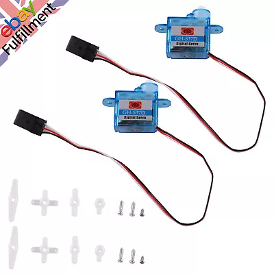 £11.99 • Buy 2pcs GH-S37D 3.7g Mini Digital Coreless Servo W/ Arms For RC Helicopter Boat Car