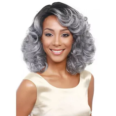  Synthetic Gray Curly Wig For Women Short Mommy Wigs Old Lady Wig Grandmother • $22.79