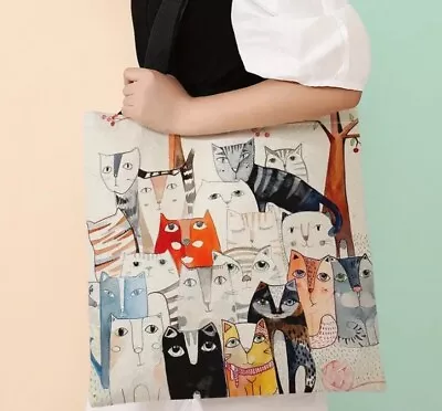 Cat Tote Bag Shopping Book / Beach Bag Crazy Cat Lady Cat Lover Bag • £5
