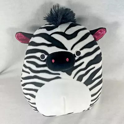 Squishmallow 8” TRACEY ZEBRA Black White Stripe Black Mohawk Plush Pink Ears • $9.99