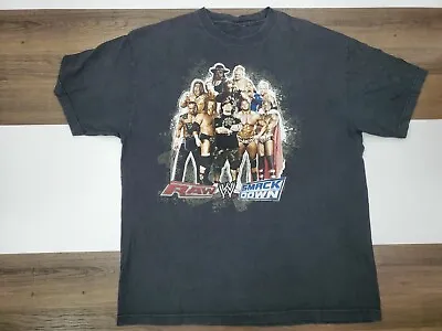 VINTAGE Wrestling Shirt Size XL Black Graphic Tee Raw WWE 2002 Smack Down • $37.17