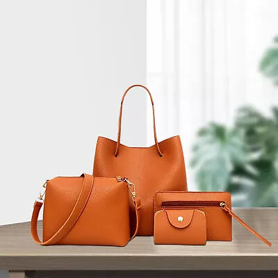 4PCS/Set Women Fashion PU Leather Handbags Purse Card Tote Bags Set • $14.97