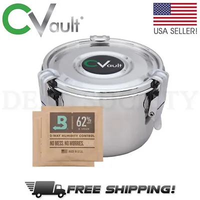 CVault Large Humidity Curing Control Airtight Metal Container Bonus Humidipak • $33.99