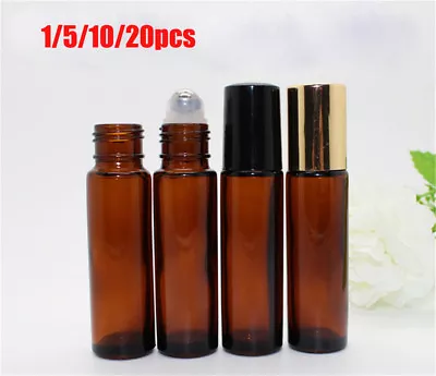 1-20 10ml Roll On Glass Bottle Essential Oil Perfume Roller Ball Bottle With Cap • $12.40