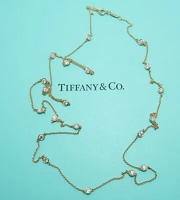 Auth Tiffany & Co 18k Gold Elsa Peretti 2.8ct  Diamonds By The Yard Necklace 30  • $15870