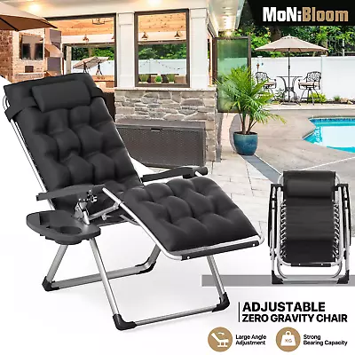 Zero Gravity Chair Foldable Outdoor Recliner Lounge Chaise W/Detachable Cushion • $65.99