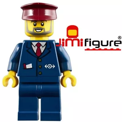 NEW LEGO Minifigure Train Driver Man Dark Blue Suit City TRN248 60197 Passenger • $9.95