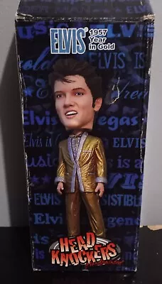 NECA Head Knocker Elvis Presley 1957 Year In Gold Handpainted Figure Open Box • $75