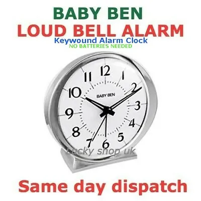 £11.99 • Buy Baby Ben Loud Bell Analog Alarm Clock, Quartz Accuracy Wind Up No Batteries Need