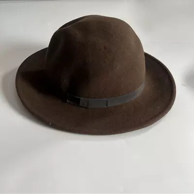 Vintage A. Adams & Spire Felted Wool Fedora Hat Chocolate Brown Mens Small • $39