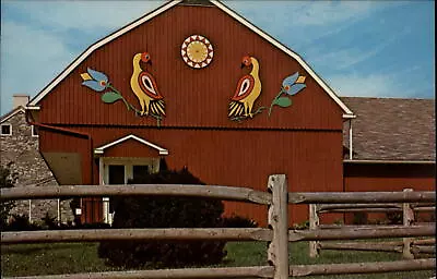 Vintage Pennsylvania Barn Hex Sign And Distlefink Birds Hwy 30 Vintage Postcard • $1.99