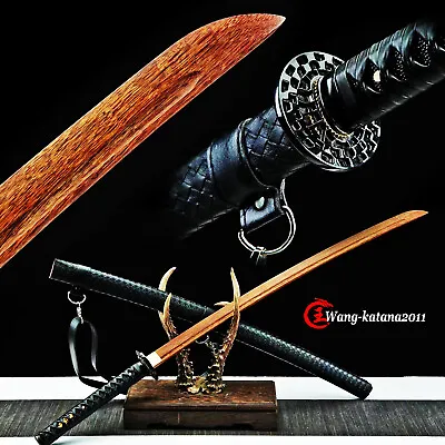 Wooden Katana Battle Training Practice Sword Kendo Iaido Outdoor Leather Bokken • $99