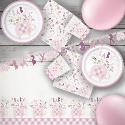 Girls Baby Shower Party Supplies Tableware  Balloons Decorations - Pink Elephant • £2.95