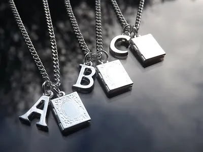 £2.99 • Buy Handmade Initial Necklace With Silver Plated Letter And Photo Locket Pendant