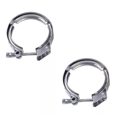 $27.99 • Buy 2 X 2.5  V-Band Flange & Clamp Kit For Turbo Parts Exhaust Pipes Stainless Steel