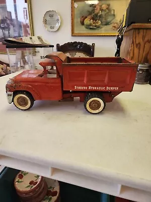 Vintage Structo Hydraulic Dumper Pressed Steel Toy Truck Metallic Red • $40