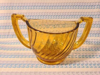 Vintage Amber Swirl Glass Sugar Bowl/Dish  • $10.77