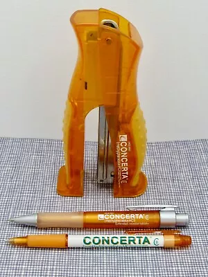 Rare Concerta CII Lot 2 Drug Rep Pharmaceutical Promo Advertising Pens 1 Stapler • $28.75