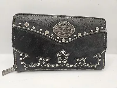 Montana West Women's Trinity Ranch Cowhide Southwestern Wallet  Black • $29.94