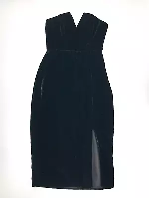 H&M Black Velvet Midi Strapless Sheath Cocktail Dress Size 4 • $27