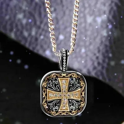 Jesus Necklace Pendant Charm Crucifix Gold Cross Crystal Mens Womens Holy Gift • £4.39