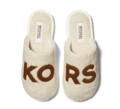 Michael Kors Janis Women's Faux Fur Lined Logo Slippers Natural US 11 • $58.87