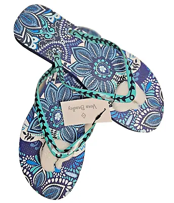 Vera Bradley Flip Flops Blue Island Medallion Size Large (9/10) • $18